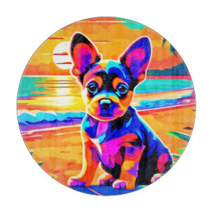 Planche À Découper Chihuahua Puppy coloré sur Sunset Beach