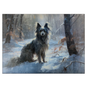 Planche À Découper Chinois Crested Laisser Il Neige Noël