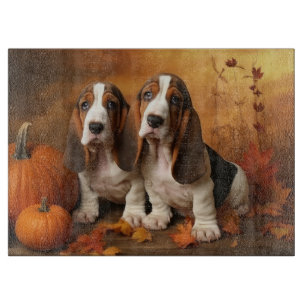 Planche À Découper Chiots Basset Hound Délice d'Automne Citrouille