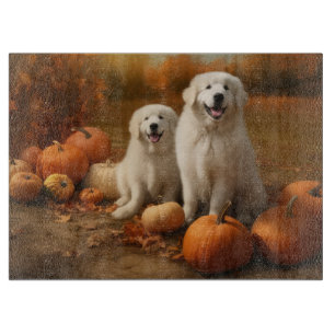 Planche À Découper Chiots des Pyrénées Délice d'Automne Citrouille 