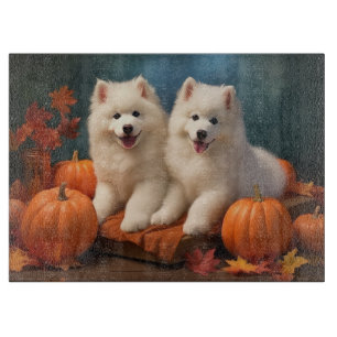 Planche À Découper Chiots Samoyède Délice d'Automne Citrouille 