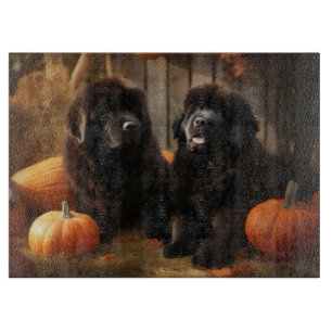 Planche À Découper Chiots Terre-Neuve Délice d'Automne Citrouille