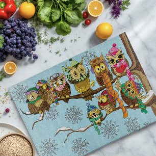 Planche À Découper Chouette mignonne Snowflakes d'hiver