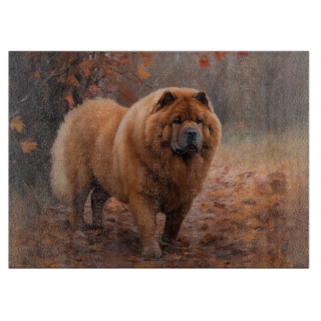 Planche À Découper Chow Chow à l'automne Feuilles automne Inspire (Devant)