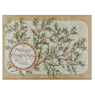Planche À Découper Christmas Holly Jolie Antique Salutation