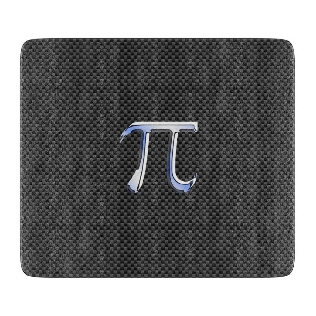 Planche À Découper Chrome argenté comme le symbole de pi sur la copie (Devant)