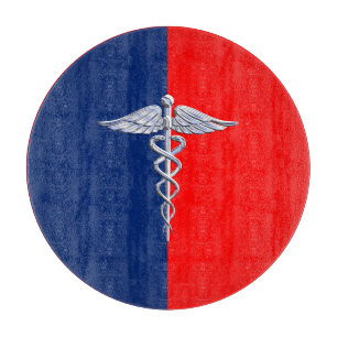 Planche À Découper Chrome Style Caduceus Médicale Symbole Ligue