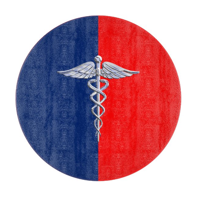Planche À Découper Chrome Style Caduceus Médicale Symbole Ligue (Devant)