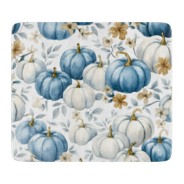 PLANCHE À DÉCOUPER CHUTE BLEUE & BLANCHE CITROUILLES & FLEURS D'OR