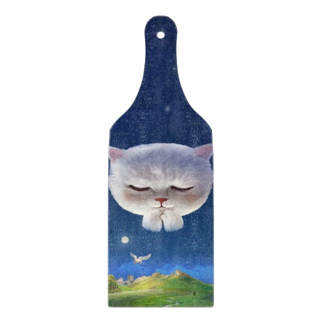 Planche À Découper Ciel nocturne avec chat (Devant)