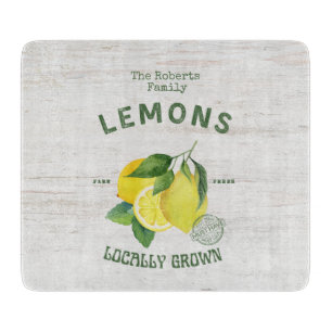 Planche À Découper Citron aquarelle rustique – Citrus esthétique vint