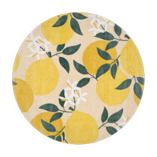 Planche À Découper Citron vintage : Texture de Fruit sans soudure.