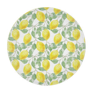 Planche À Découper Citrons Adorables Motif Jaune et Vert Campagne