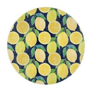 Planche À Découper Citrons aquarelle : Illustration Motif fraîche