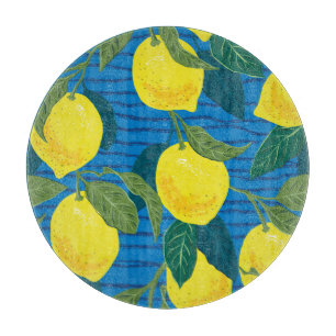 Planche À Découper Citrons Citrus : Vintage À Dessin À La Main Sans C