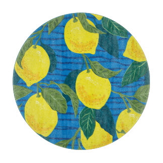 Planche À Découper Citrons Citrus : Vintage À Dessin À La Main Sans C