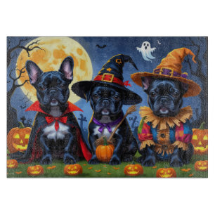 Planche À Découper Citrouille de Bulldogs de France noire Halloween d