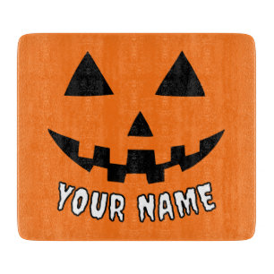 Planche À Découper Citrouille orange personnalisé Halloween Votre Nom