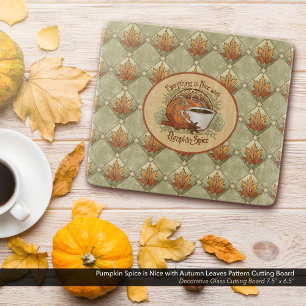 Planche À Découper Citrouille Spice Coffee Art et Feuilles d'automne 