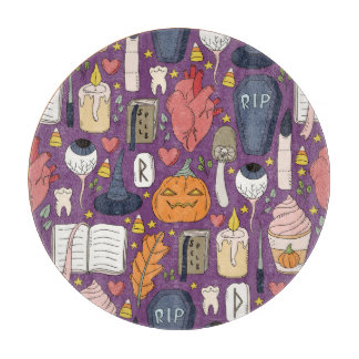 Planche À Découper Citrouilles d'Halloween, motif sorcier sans coutur