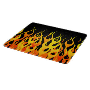 Planche À Découper Classic Racing Flames on Solid Black