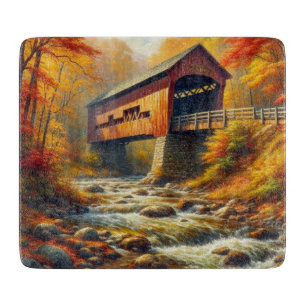 Planche À Découper classique, pont couvert d'automne