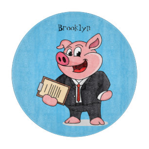 Planche À Découper Cochon amusant en costume d'affaires dessin animé