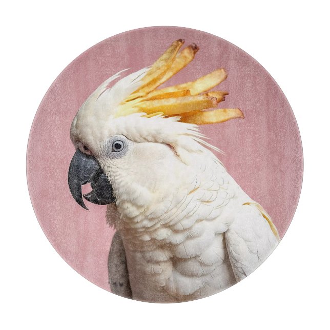 Planche À Découper Cockatoo Drôle Avec Crest Fries Français (Devant)