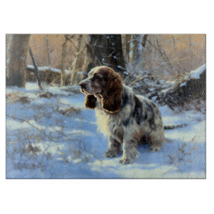 Planche À Découper Cocker Spaniel Laisser Neige Noël