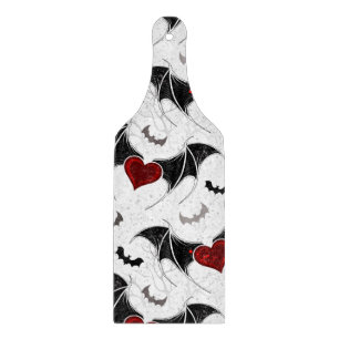 Planche À Découper Coeur d'Halloween avec ailes de chauve-souris noir