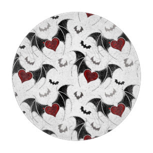 Planche À Découper Coeur d'Halloween avec ailes de chauve-souris noir