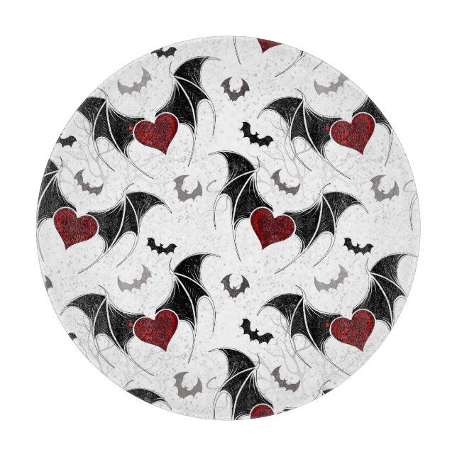 Planche À Découper Coeur d'Halloween avec ailes de chauve-souris noir (Devant)