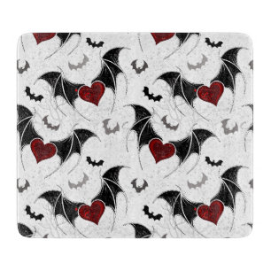 Planche À Découper Coeur d'Halloween avec ailes de chauve-souris noir