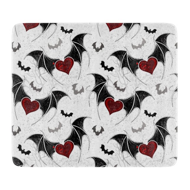 Planche À Découper Coeur d'Halloween avec ailes de chauve-souris noir (Devant)
