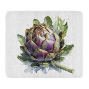 Planche À Découper Coeur du jardin : Artichoke en aquarelle