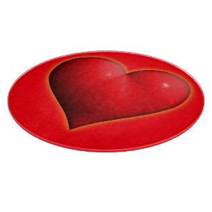 Planche À Découper Coeur rouge 3-D brillant