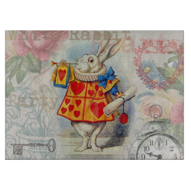 Planche À Découper Coeurs de lapin blanc Alice Classic (Devant)
