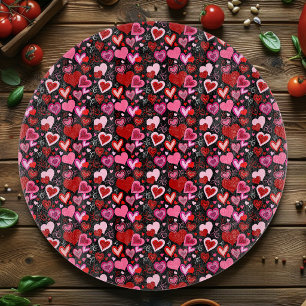 Planche À Découper Cœurs rouges roses noirs Motif d'amour