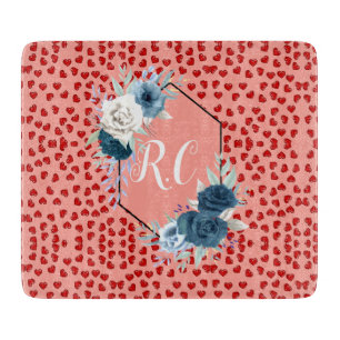 Planche À Découper Coeurs rouges uniques sur rose et motif Personnali