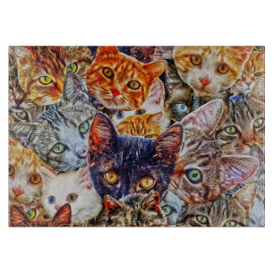 Planche À Découper Collage de chats colorés