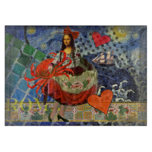 Planche À Découper Collage Nuit étoilée de Mona Lisa : Surréalisme fa