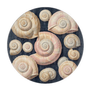 Planche À Découper Collection de coquilles marines spirales beige ros