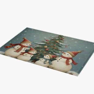 Planche À Découper Collection de Noël de famille de bonhomme de neige