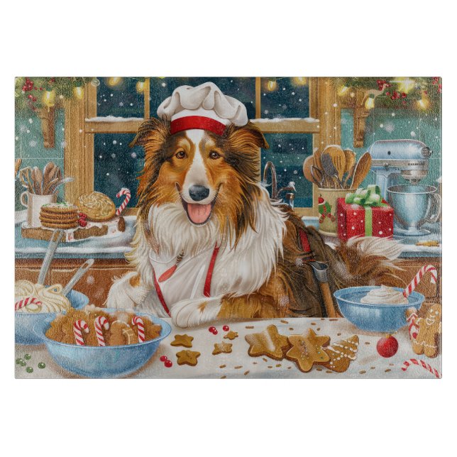 Planche À Découper Collie Holiday Baking : Festive Christmas (Devant)