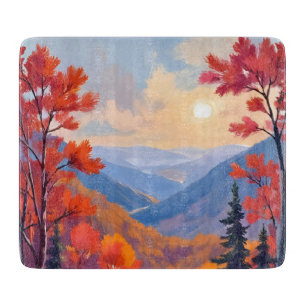 Planche À Découper Collines d'automne   Feuillage de feuilles d'autom