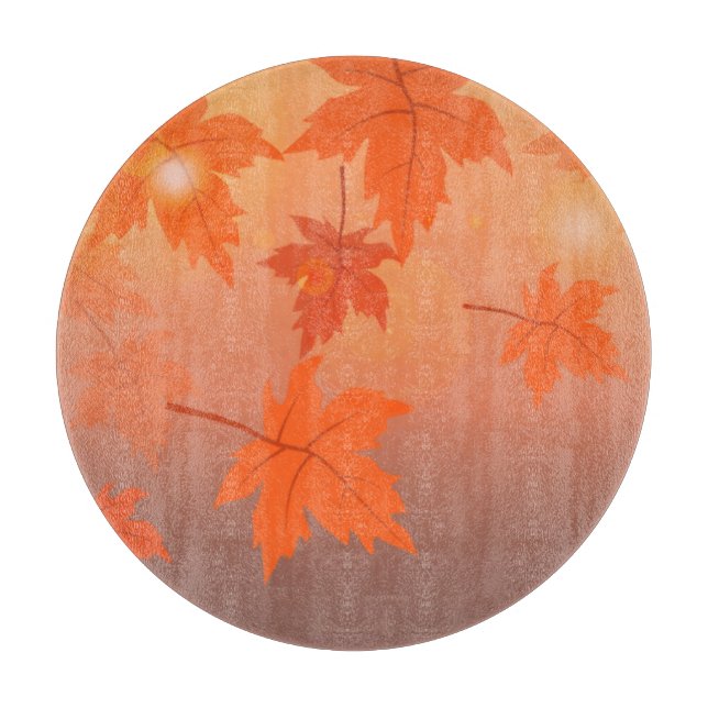 Planche À Découper Conception d'automne avec feuilles d'érable et eff (Devant)