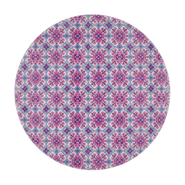 Planche À Découper Conception de carrelage rose et bleu (Devant)