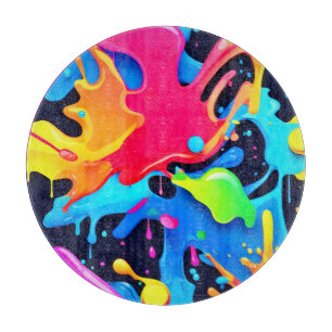 Planche À Découper Conception de fête de peinture vibrante