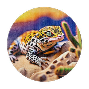 Planche À Découper Conception de lézard gecko léopard mignon au couch