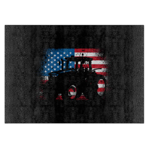 Planche À Découper Conception de tracteur drapeau USA pour agriculteu